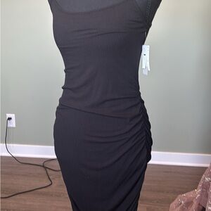 Nordstrom Black Ruched Midi Dress